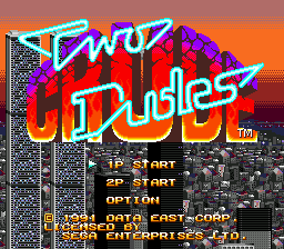 Two Crude Dudes title screen for Sega Genesis